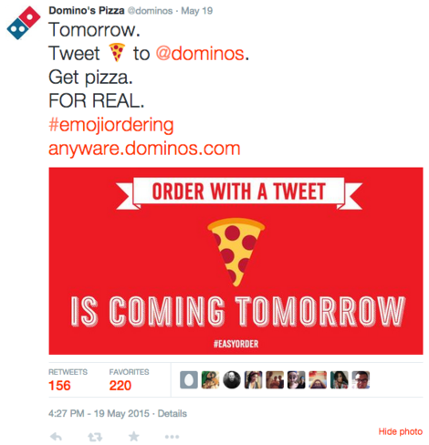 Pide pizzas por twitter con un emoji