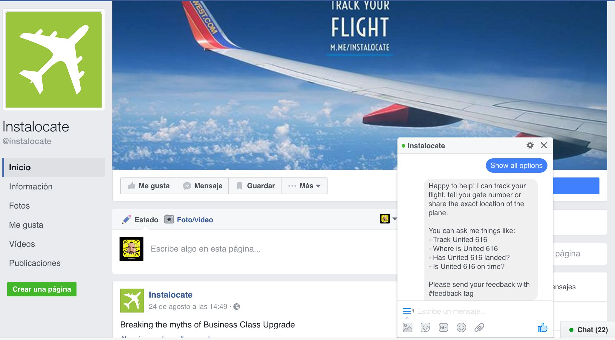 Así puedes ver la información de tu vuelo en Facebook Messenger